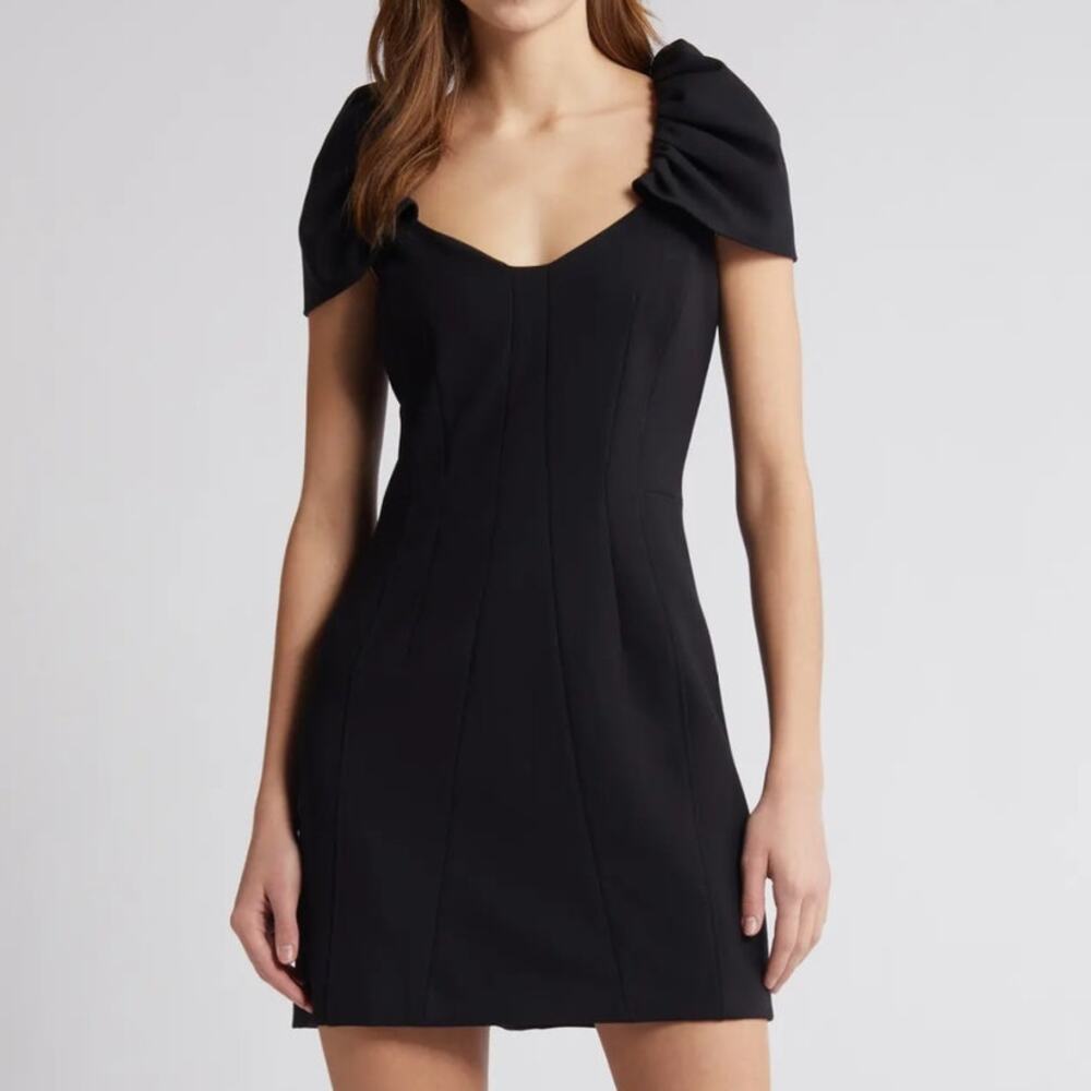 NWOT French Connection Black Whisper Flutter Sleeve Mini Sheath Dress Size 8